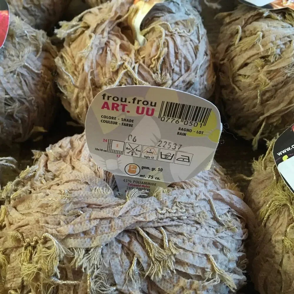 LOT OF 9 Adriafil Frou Frou Shaggy Mixed Fiber Cotton Blend Yarn Fancy Tan Italy